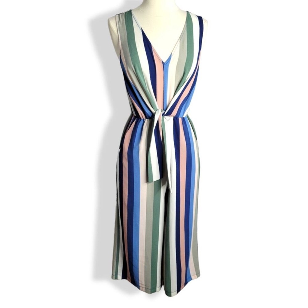 AUW Striped Flattering Multi-colored Jumpsuit Size Medium